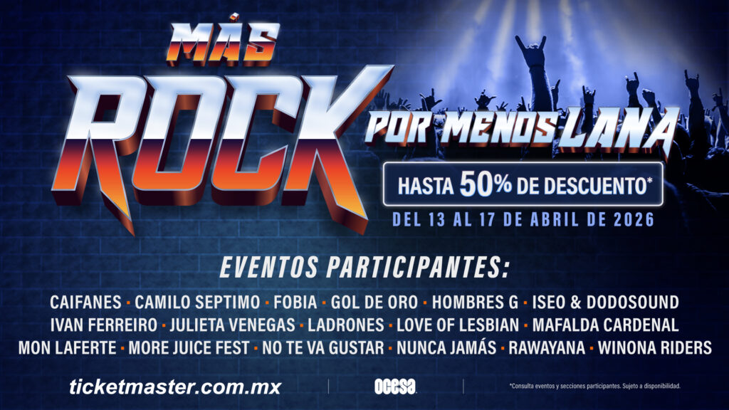 Promoción más rock por menos lana boletos con descuento conciertos 2026