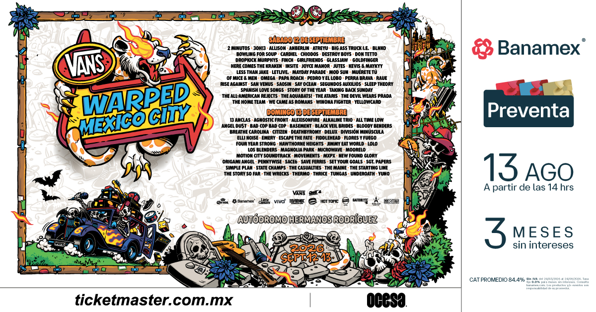 VANS Warped Tour México bandas por día 2026