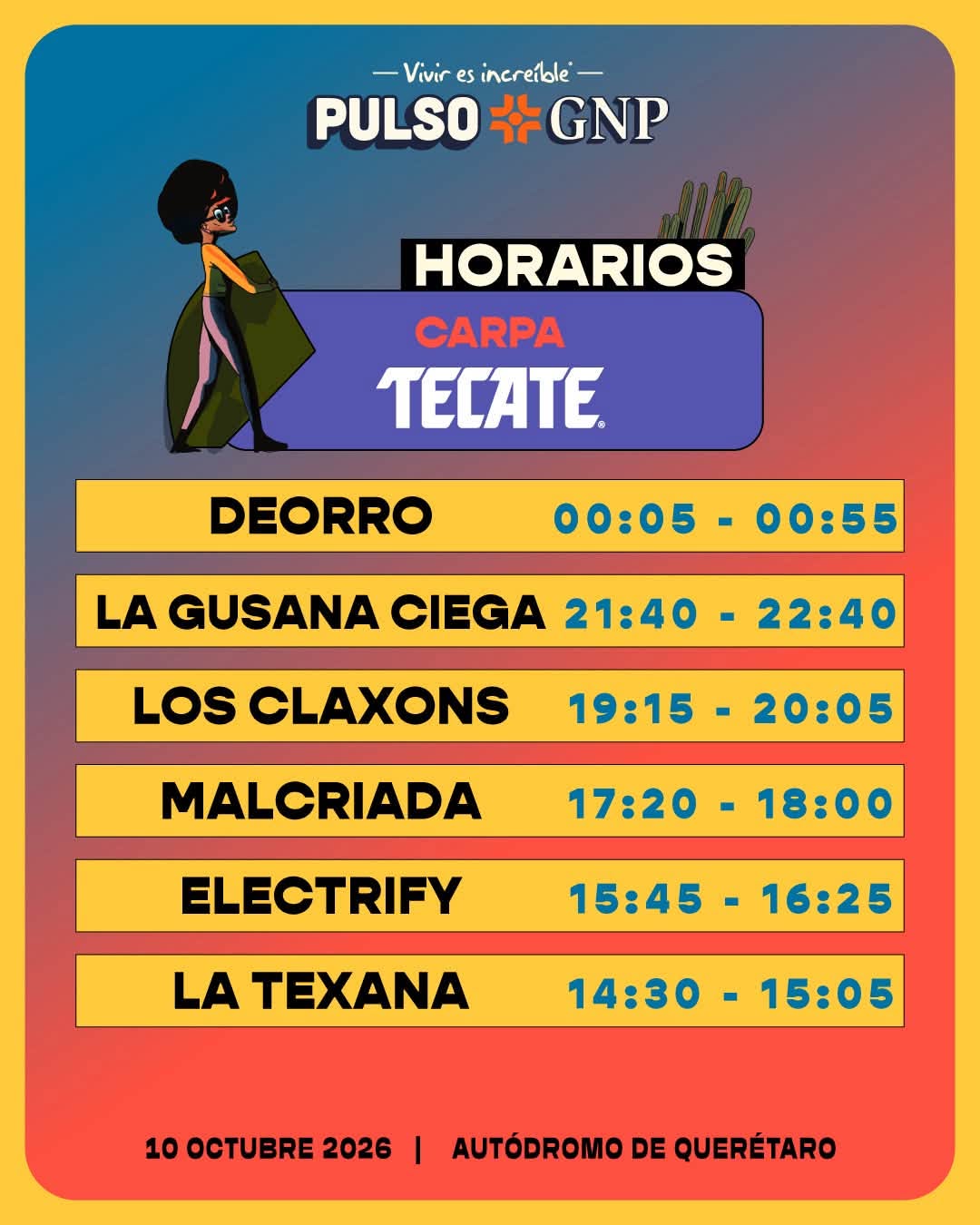Horarios Pulso GNP 2026 en el Autódromo de Querétaro
